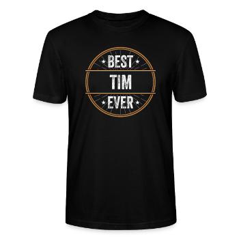 Meilleur cadeau de prénom de Tim - T-shirt bio CRAFTER Stanley Stella Unisexe - noir - Devant - Alina (178cm) & Michal (187cm)
