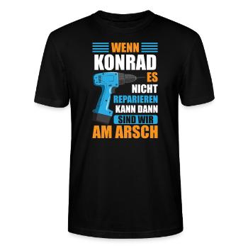 Konrad Vorname Name Geburtstag Reparieren - Stanley/Stella Unisex Bio-T-Shirt CRAFTER - Schwarz - Vorne - Alina (178cm) & Michal (187cm)