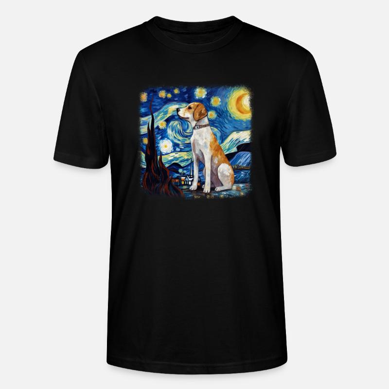 Beagle Van Gogh nuit étoilée - T-shirt bio CRAFTER Stanley Stella Unisexe - noir
