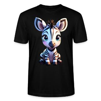 Cute baby zebra isolated - Stanley/Stella CRAFTER Unisex Organic T-Shirt - black - Front - Alina (178cm) & Michal (187cm)
