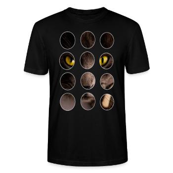 Tee shirt Design Humor Funny Cat - T-shirt bio CRAFTER Stanley Stella Unisexe - noir - Devant - Alina (178cm) & Michal (187cm)