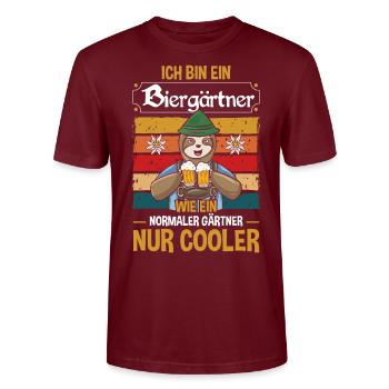 I'm a beer gardener - Stanley/Stella CRAFTER Unisex Organic T-Shirt - burgundy - Front - Alina (178cm) & Michal (187cm)