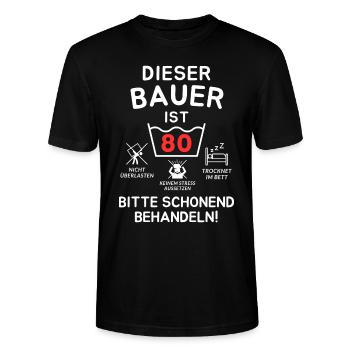 Cet agriculteur a 80 ans. - T-shirt bio CRAFTER Stanley Stella Unisexe - noir - Devant - Alina (178cm) & Michal (187cm)