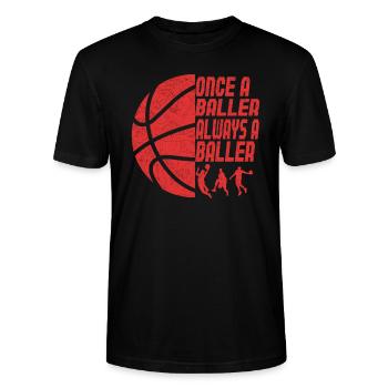 Basketball Sport Once A Baller Always A Baller - Stanley/Stella CRAFTER Unisex Organic T-Shirt - black - Front - Alina (178cm) & Michal (187cm)