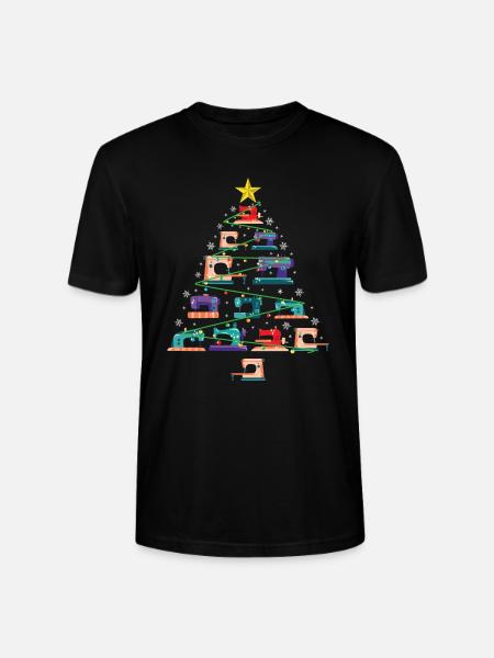 Kerst naaimachine kerstboom Quilter geschenk - Stanley/Stella Uniseks bio-T-shirt CRAFTER - zwart