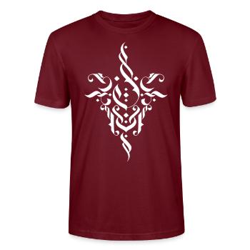 Symbole blanc sur fond noir - T-shirt bio CRAFTER Stanley Stella Unisexe - bordeaux - Devant - Alina (178cm) & Michal (187cm)