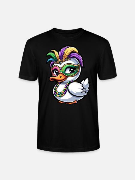 Mardi Gras Duck Mask Feathers - Stanley/Stella CRAFTER Unisex Organic T-Shirt - black
