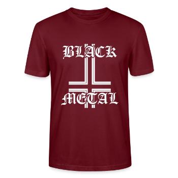 Black metal headbanger antichrist pentagram witcher - Stanley/Stella CRAFTER Unisex Organic T-Shirt - burgundy - Front - Alina (178cm) & Michal (187cm)