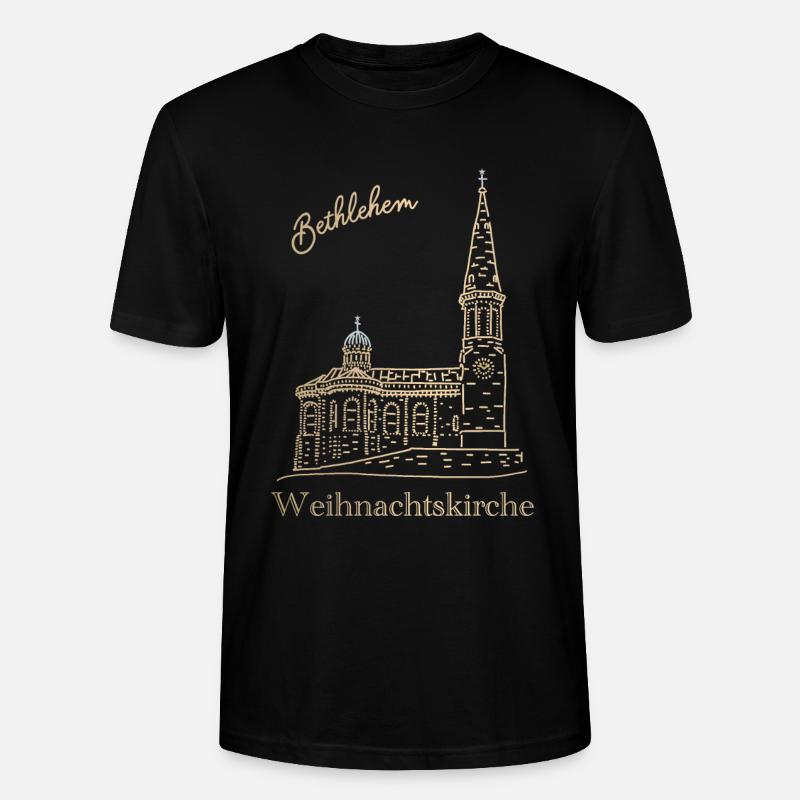 Weihnachtskirche Bethlehem Handzeichnung - Stanley/Stella Unisex Bio-T-Shirt CRAFTER - Schwarz