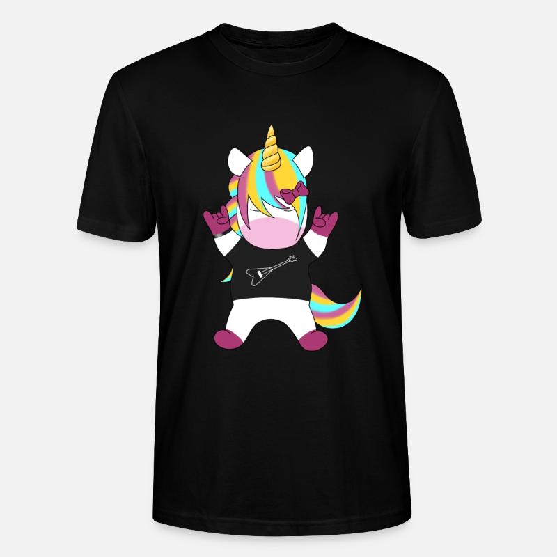 Regenbogen-Einhorn Rocker - Stanley/Stella Unisex Bio-T-Shirt CRAFTER - Schwarz