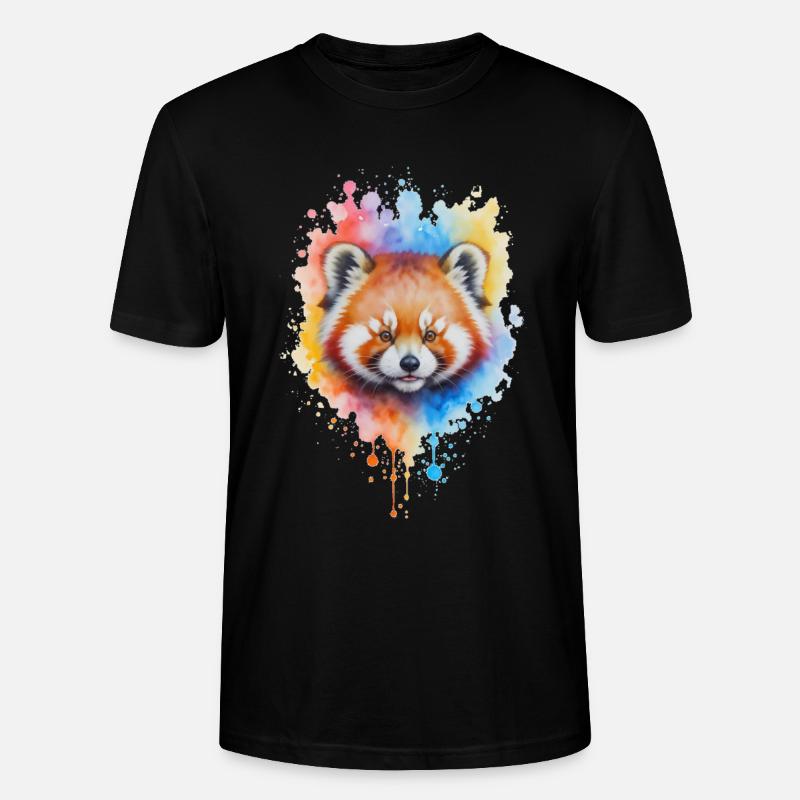 Rot Panda Aquarell Splash - Stanley/Stella Unisex Bio-T-Shirt CRAFTER - Schwarz