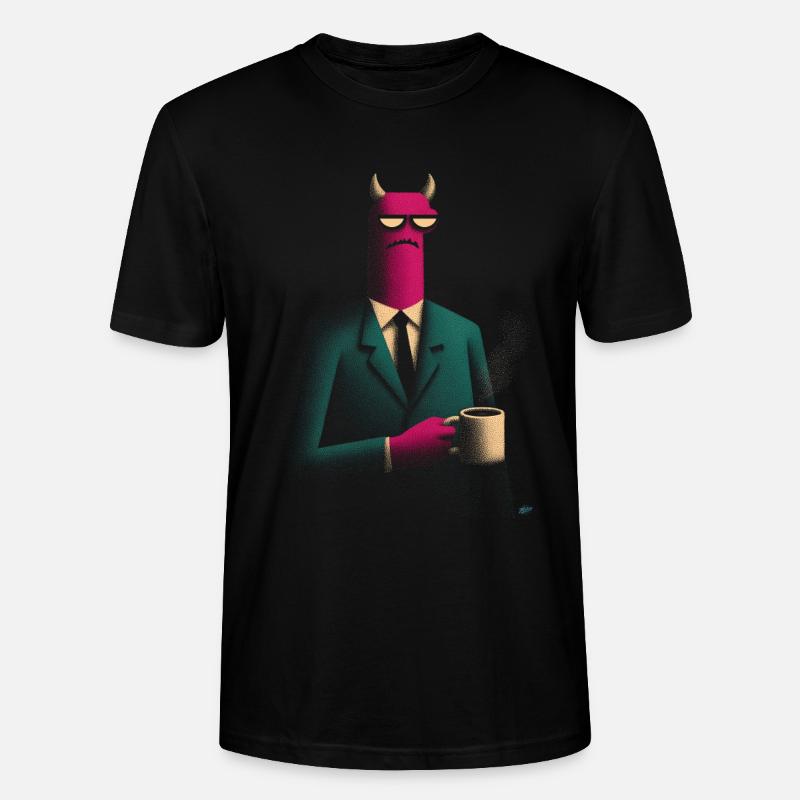 Dämon im Anzug mit Kaffee - Stanley/Stella Unisex Bio-T-Shirt CRAFTER - Schwarz