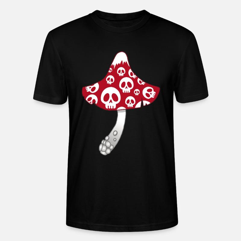 Champignon Rouge avec des crânes blancs - T-shirt bio CRAFTER Stanley Stella Unisexe - noir