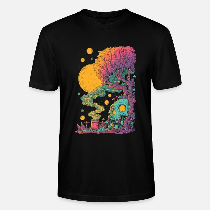 Psychedelischer Baumskull im Kosmos - Stanley/Stella Unisex Bio-T-Shirt CRAFTER - Schwarz