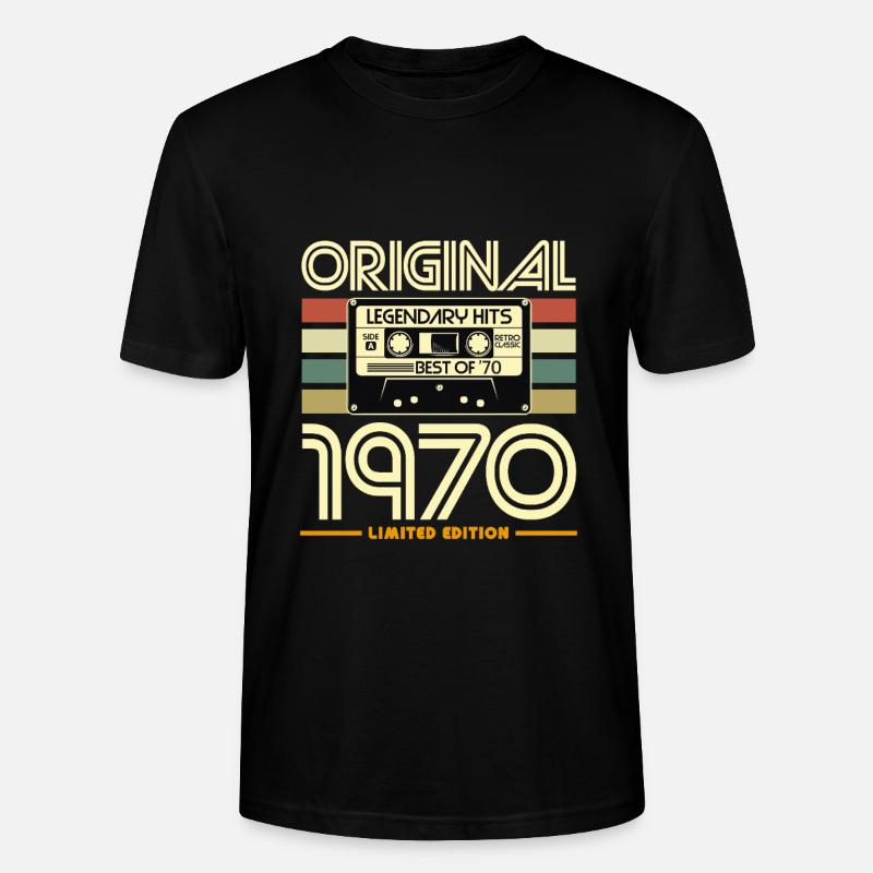 Cassette Rétro 1970 Originale - T-shirt bio CRAFTER Stanley Stella Unisexe - noir