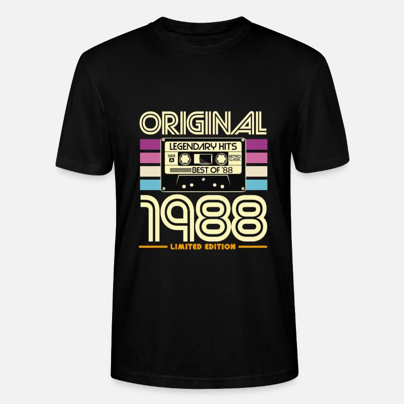 Original 1988 Cassette Rétro - T-shirt bio CRAFTER Stanley Stella Unisexe - noir
