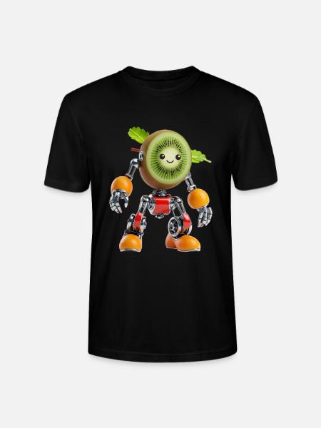 Kiwi Fruit Robot with Chrome Limbs - Stanley/Stella CRAFTER Unisex Organic T-Shirt - black