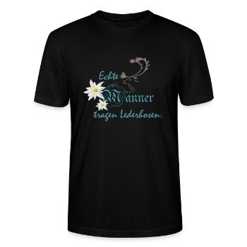 Lederhose - Stanley/Stella Unisex Bio-T-Shirt CRAFTER - Schwarz - Vorne - Alina (178cm) & Michal (187cm)
