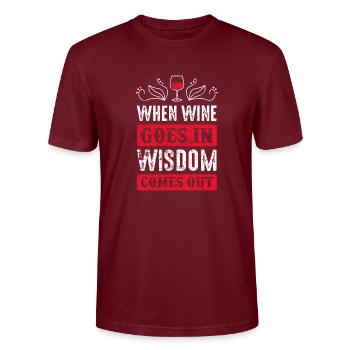 wine red wine saying - Stanley/Stella CRAFTER Unisex Organic T-Shirt - burgundy - Front - Alina (178cm) & Michal (187cm)