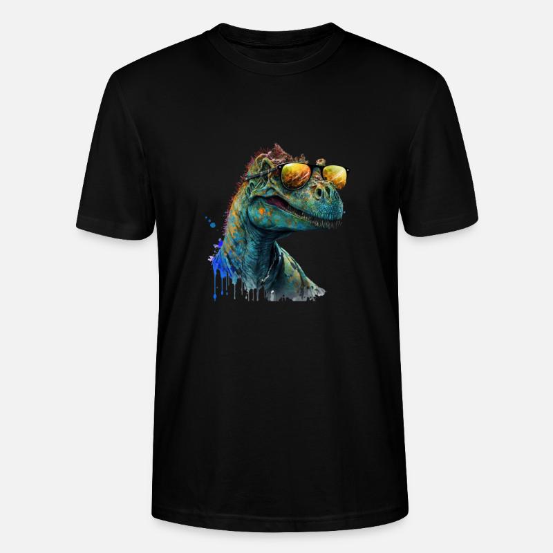 cooler Dino mit Sonnenbrille, Urzeitechse - Stanley/Stella Unisex Bio-T-Shirt CRAFTER - Schwarz