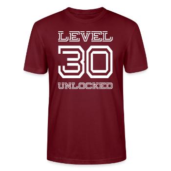 Level 30 unlocked - Stanley/Stella CRAFTER Unisex Organic T-Shirt - burgundy - Front - Alina (178cm) & Michal (187cm)