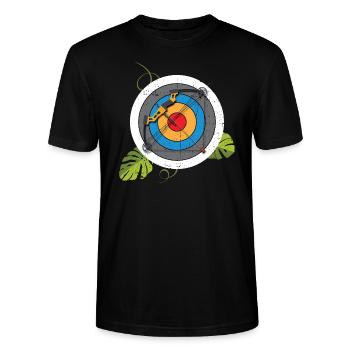 Bogenschützen Zielscheibe Compound Bogen - Stanley/Stella Unisex Bio-T-Shirt CRAFTER - Schwarz - Vorne - Alina (178cm) & Michal (187cm)