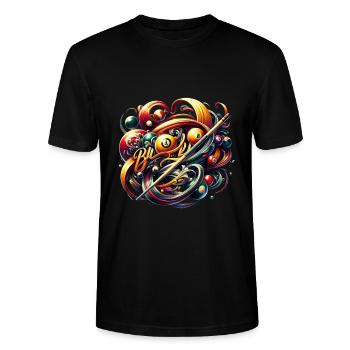 Billardtisch und Queue gehören zum Billard - Stanley/Stella Unisex Bio-T-Shirt CRAFTER - Schwarz - Vorne - Alina (178cm) & Michal (187cm)