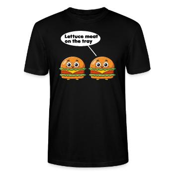 Salatfleisch auf dem Tablett lustiges Burger-Wortspiel - Stanley/Stella Unisex Bio-T-Shirt CRAFTER - Schwarz - Vorne - Alina (178cm) & Michal (187cm)