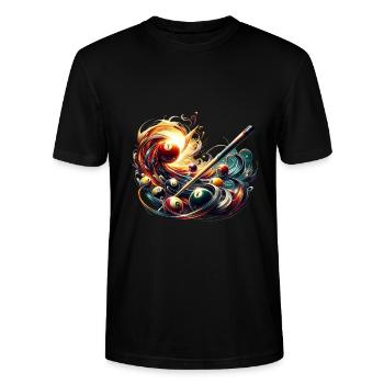 Billard 8er Ball Snooker Queue Billardtisch - Stanley/Stella Unisex Bio-T-Shirt CRAFTER - Schwarz - Vorne - Alina (178cm) & Michal (187cm)