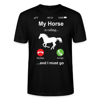Pferd reiten Reiter Reiterin Geschenkidee lustig - Stanley/Stella Unisex Bio-T-Shirt CRAFTER - Schwarz - Vorne - Alina (178cm) & Michal (187cm)