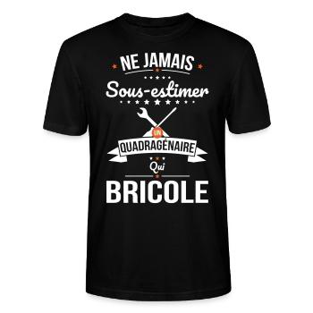 Sous-estimer un quadragénaire qui bricole - T-shirt bio CRAFTER Stanley Stella Unisexe - noir - Devant - Alina (178cm) & Michal (187cm)
