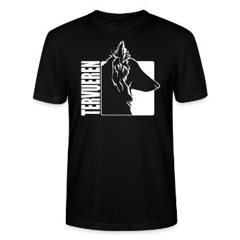 Tervueren Profil Hunde Hund Wilsigns - Stanley/Stella Unisex Bio-T-Shirt CRAFTER - Schwarz - Vorne - Alina (178cm) & Michal (187cm)