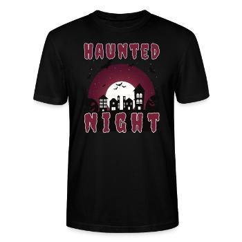 "Haunted Night", Haunted City für Halloween - Stanley/Stella Unisex Bio-T-Shirt CRAFTER - Schwarz - Vorne - Alina (178cm) & Michal (187cm)