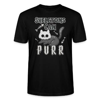 "Skeletons can purr", fun cute mummy cat - Stanley/Stella CRAFTER Unisex Organic T-Shirt - black - Front - Alina (178cm) & Michal (187cm)