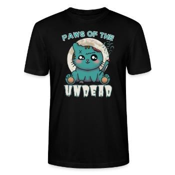 "Paws of the Undead", Chat Zombie Mignon - T-shirt bio CRAFTER Stanley Stella Unisexe - noir - Devant - Alina (178cm) & Michal (187cm)