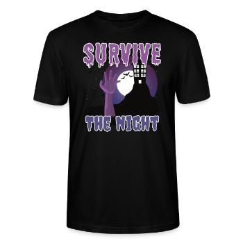 "Überlebe die Nacht", Das Erwachen der Zombies - Stanley/Stella Unisex Bio-T-Shirt CRAFTER - Schwarz - Vorne - Alina (178cm) & Michal (187cm)