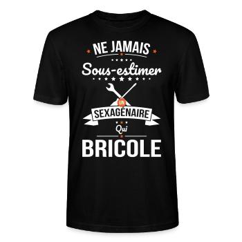 Sous-estimer un sexagénaire qui bricole - T-shirt bio CRAFTER Stanley Stella Unisexe - noir - Devant - Alina (178cm) & Michal (187cm)