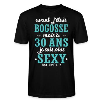 30 ans humour drôles anniversaire 30 ans - T-shirt bio CRAFTER Stanley Stella Unisexe - noir - Devant - Alina (178cm) & Michal (187cm)