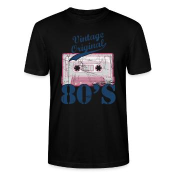 Tee shirt Mix-Tape Vintage Original 80's - T-shirt bio CRAFTER Stanley Stella Unisexe - noir - Devant - Alina (178cm) & Michal (187cm)