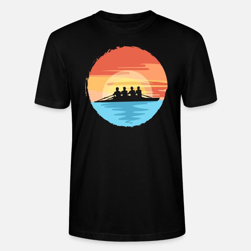 Cool Rowing Retro Sunset Rowers Paddleboard Canoë - T-shirt bio CRAFTER Stanley Stella Unisexe - noir