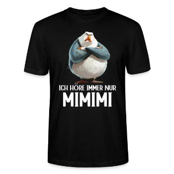 Möwe Seevogel Ich höre immer nur Mimimi - Stanley/Stella Unisex Bio-T-Shirt CRAFTER - Schwarz - Vorne - Alina (178cm) & Michal (187cm)