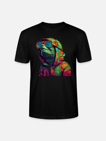 Turtle with sunglasses Cool turtles - Stanley/Stella CRAFTER Unisex Organic T-Shirt - black