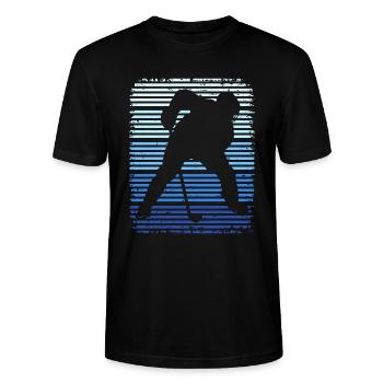 Eishockey Retro Hockey Eishockeyspieler - Stanley/Stella Unisex Bio-T-Shirt CRAFTER - Schwarz - Vorne - Alina (178cm) & Michal (187cm)