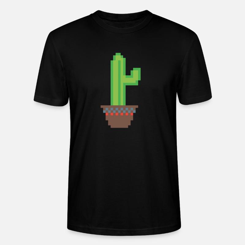 Cactus Pixel Art - T-shirt bio CRAFTER Stanley Stella Unisexe - noir