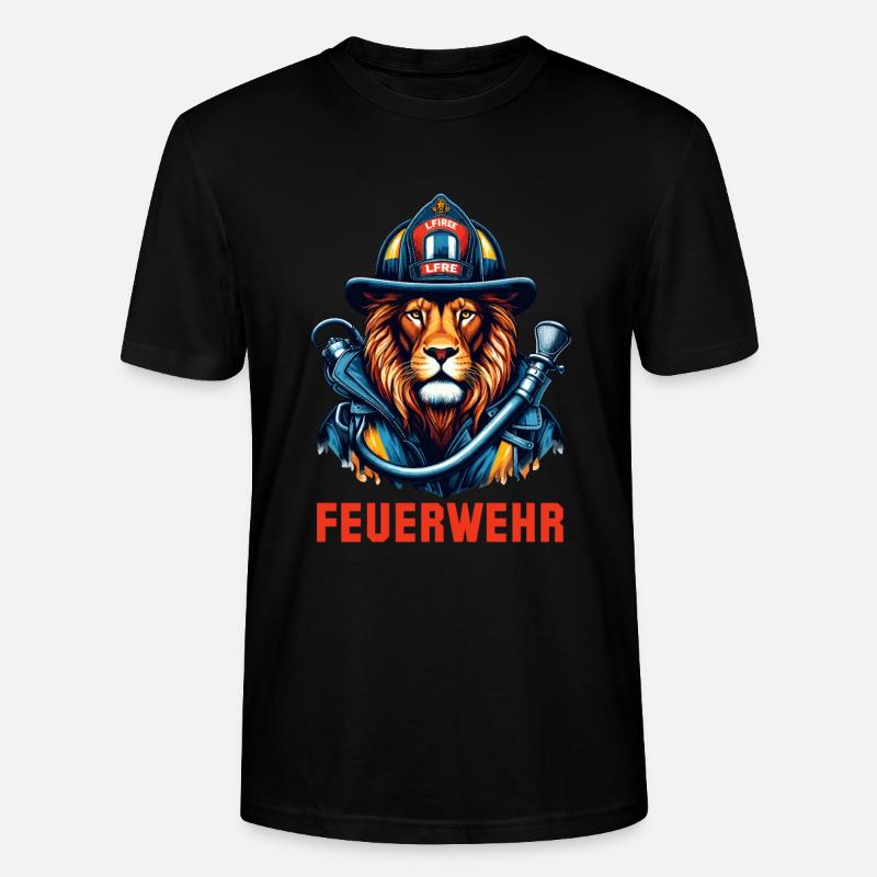Feuerwehr Löwe Geschenk - Stanley/Stella Unisex Bio-T-Shirt CRAFTER - Schwarz