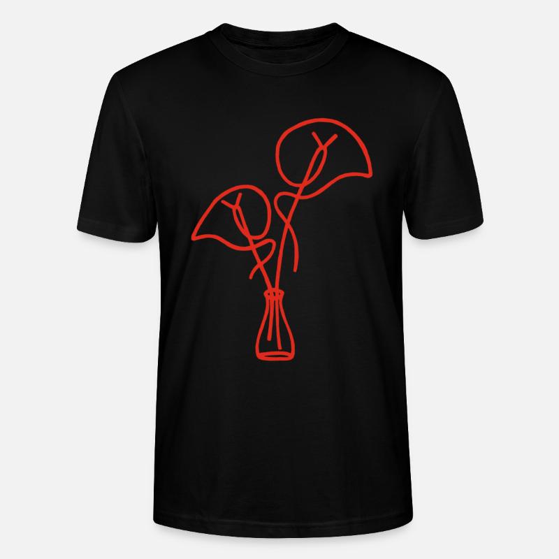 Rote Blumenskizze - Stanley/Stella Unisex Bio-T-Shirt CRAFTER - Schwarz