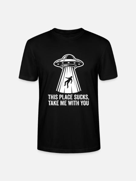 UFO-Entführungstext-Tee - Stanley/Stella Unisex Bio-T-Shirt CRAFTER - Schwarz