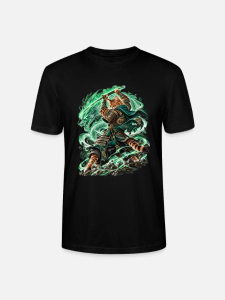 Samurai Cat Dragonheart - Stanley/Stella Unisex Bio-T-Shirt CRAFTER - Schwarz