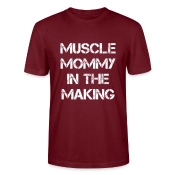 Muscle Mommy In The Making - Stanley/Stella CRAFTER Unisex Organic T-Shirt - burgundy - Front - Alina (178cm) & Michal (187cm)