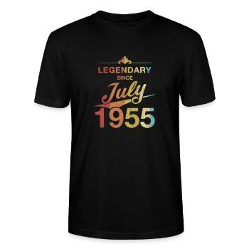 70. Geburtstag Legendär seit Juli 1955 Jahrgang 55 - Stanley/Stella Unisex Bio-T-Shirt CRAFTER - Schwarz - Vorne - Alina (178cm) & Michal (187cm)